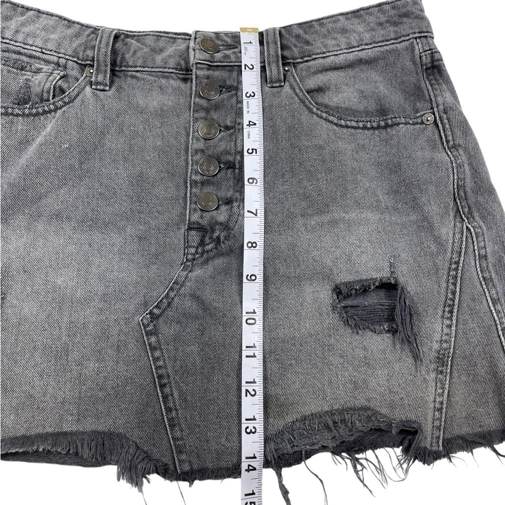 Free People Rainn distressed black denim mini skirt size 28 or small Witchcore - Picture 9 of 9